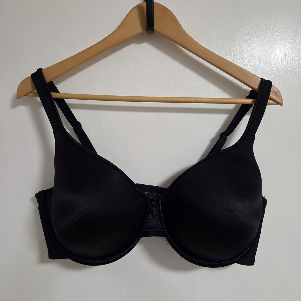 Vanity Fair Bra 38DD Black Full Coverage Underwire Smooth‎ T Shirt Style 75335